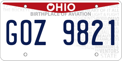 OH license plate GOZ9821