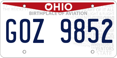 OH license plate GOZ9852