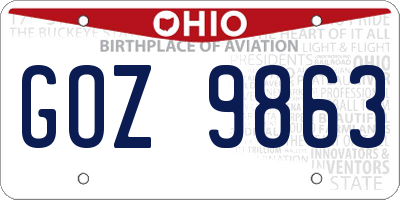 OH license plate GOZ9863