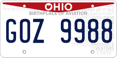 OH license plate GOZ9988