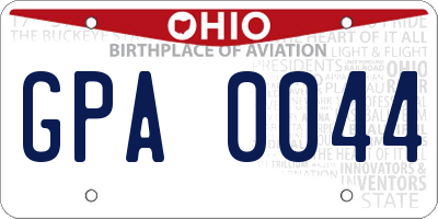 OH license plate GPA0044