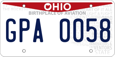 OH license plate GPA0058