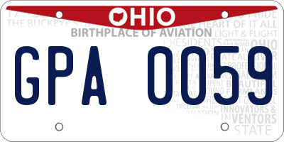 OH license plate GPA0059