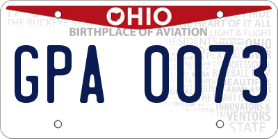 OH license plate GPA0073