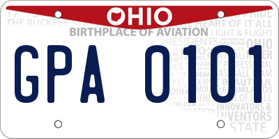 OH license plate GPA0101