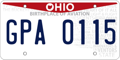 OH license plate GPA0115