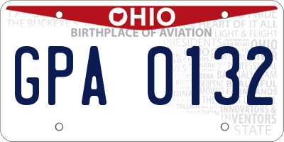 OH license plate GPA0132