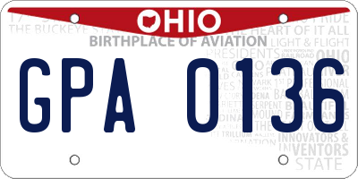 OH license plate GPA0136