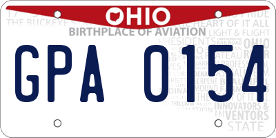 OH license plate GPA0154