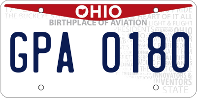 OH license plate GPA0180