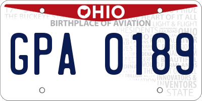 OH license plate GPA0189