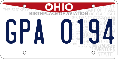 OH license plate GPA0194