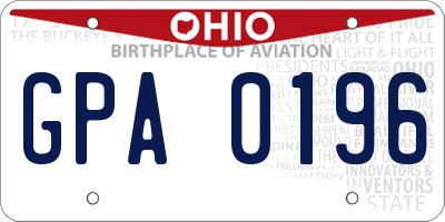 OH license plate GPA0196