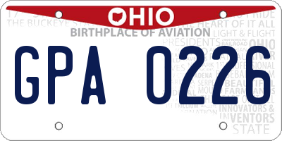 OH license plate GPA0226