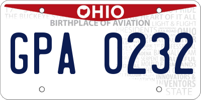 OH license plate GPA0232