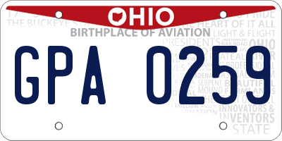 OH license plate GPA0259