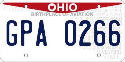 OH license plate GPA0266