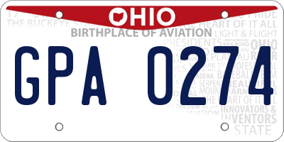 OH license plate GPA0274