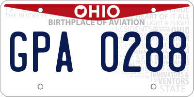 OH license plate GPA0288