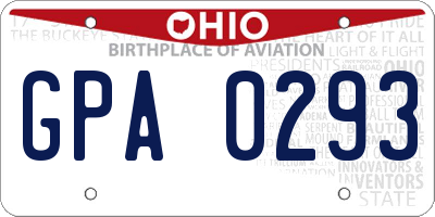 OH license plate GPA0293