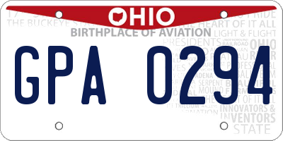 OH license plate GPA0294