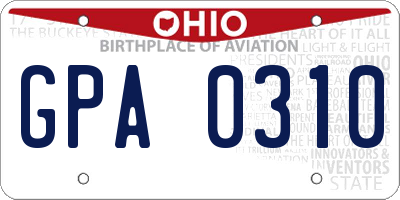 OH license plate GPA0310