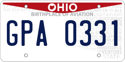 OH license plate GPA0331
