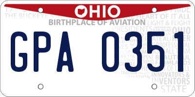 OH license plate GPA0351