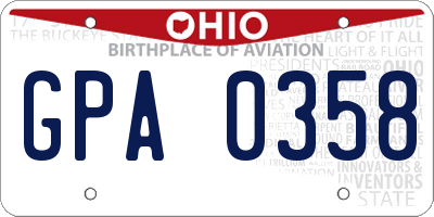 OH license plate GPA0358