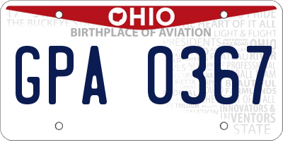 OH license plate GPA0367