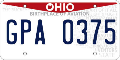 OH license plate GPA0375