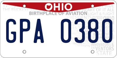 OH license plate GPA0380
