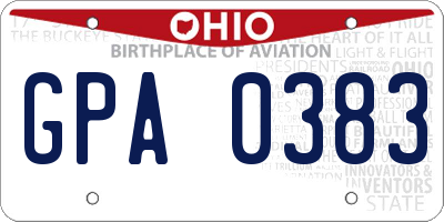 OH license plate GPA0383