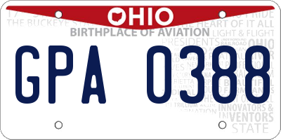 OH license plate GPA0388