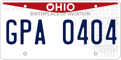 OH license plate GPA0404
