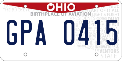 OH license plate GPA0415