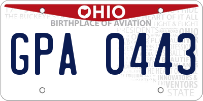 OH license plate GPA0443