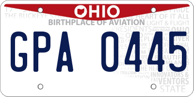 OH license plate GPA0445