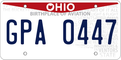 OH license plate GPA0447