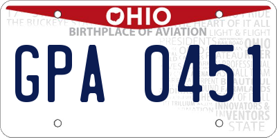 OH license plate GPA0451