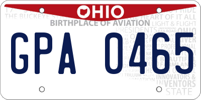 OH license plate GPA0465