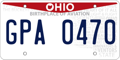 OH license plate GPA0470