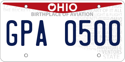 OH license plate GPA0500