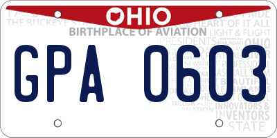 OH license plate GPA0603