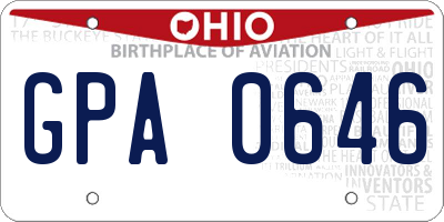 OH license plate GPA0646