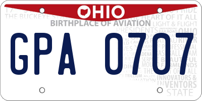 OH license plate GPA0707