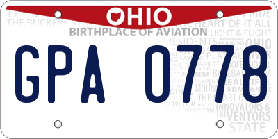 OH license plate GPA0778