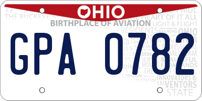 OH license plate GPA0782
