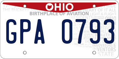 OH license plate GPA0793