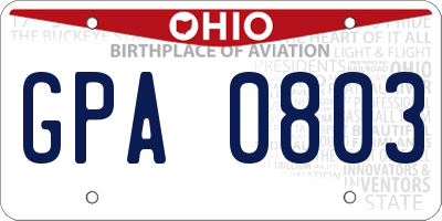 OH license plate GPA0803